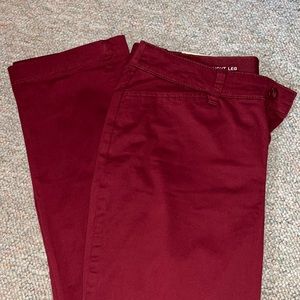 Red St Johns Bay Straight Leg Mid Rise Jeans